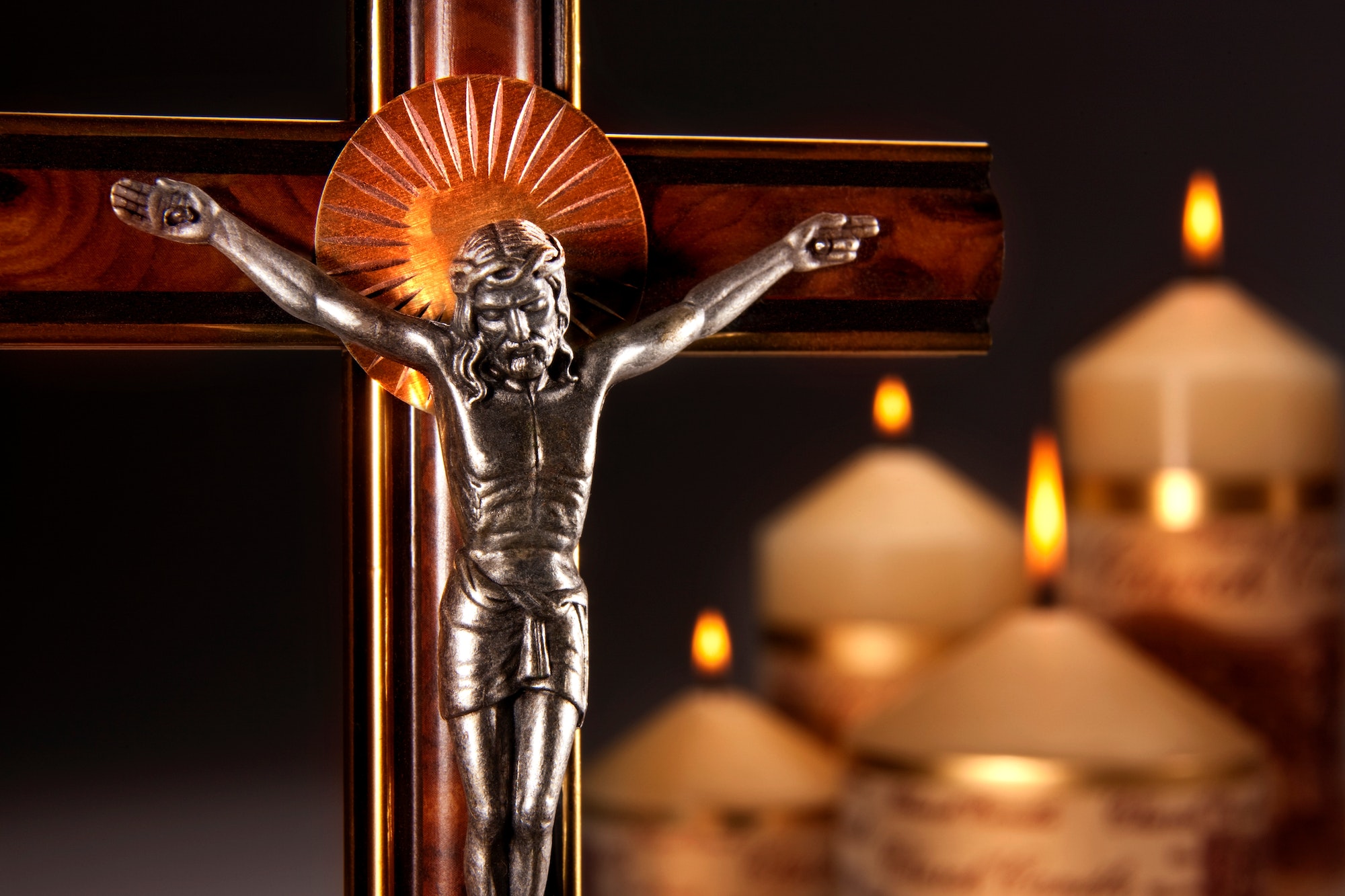 Crucifix and church candles