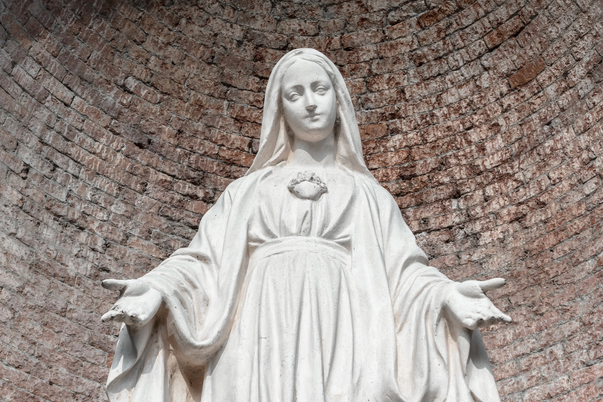 Statue in stone of Virgin Mary