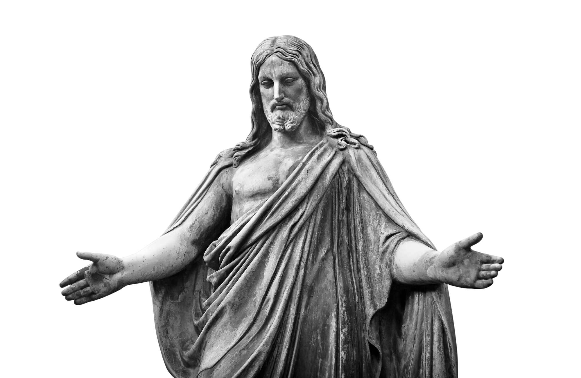 Jesus Christ the son of God statue isolated on white background